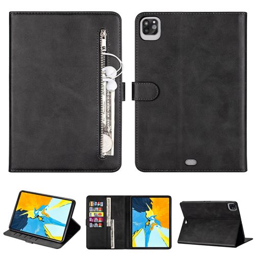 Etui en PU poche zippée noir pour votre Apple iPad Pro 12.9 pouces (2020)/(2018)