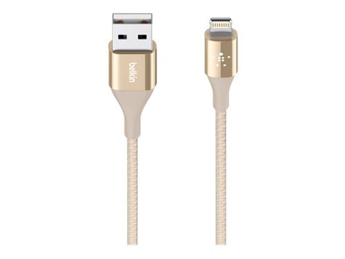 Belkin MIXIT DuraTek Lightning to USB Cable - Câble Lightning - USB mâle pour Lightning mâle - 1.22 m - blindé - or - pour Apple iPad/iPhone/iPod (Lightning)