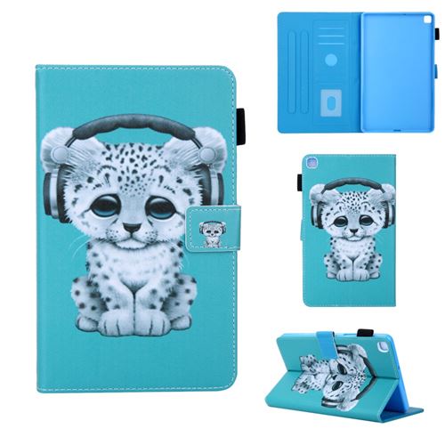 Etui en PU impression de motifs avec support multi-angle et porte-carte léopard pour votre Samsung Galaxy Tab A 8.0 Wi-Fi (2019) SM-T290/T295