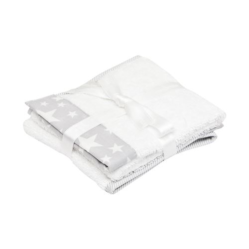Coffret 2 Serviette De Bain Star Gris 25X35 Cm
