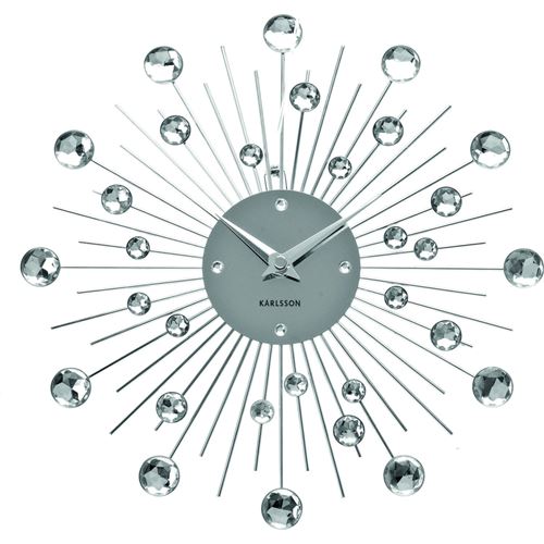 Karlsson - Horloge ronde en métal Sunburst 30 cm chrome