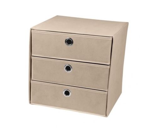 Cube de rangement intisse 3 tiroirs 31x29x31 cm taupe