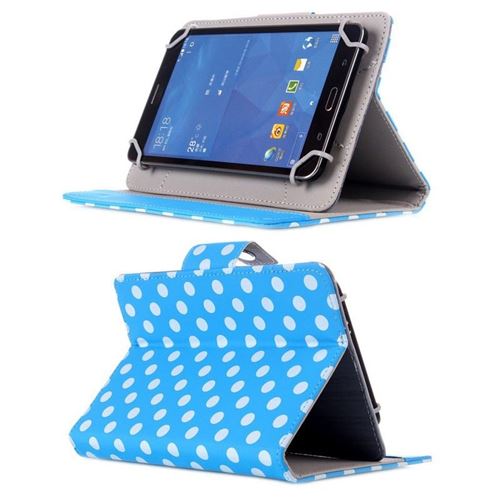 Generique Bleue Housse Universelle Tablette Tactile 7 Pouces A Pois Blancs Rabat Pression Yonis - Image 2