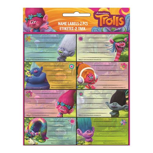 Lot de 16 étiquette Les Trolls Disney cahier enfant - guizmax