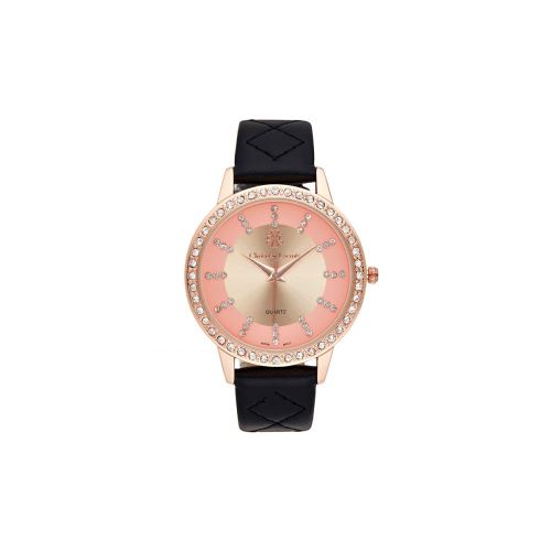 Montre Femme CXL à Quartz Cadran Rose Gold 36 mm Et Bracelet Noir En PU CXLS18022-RGN