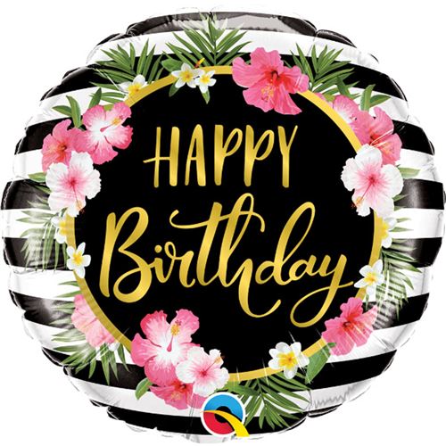 Folat ballon en aluminium Tropical 45 cm noir/or