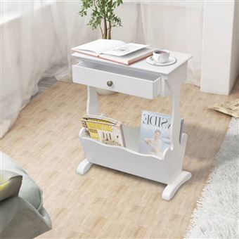 vidaXL Porte-revues Melrose Blanc - 1