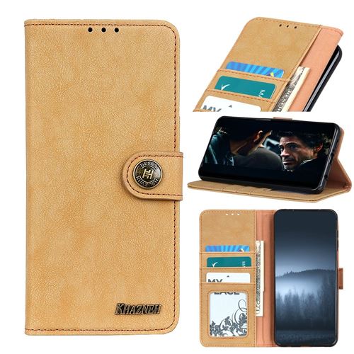 Etui en PU rétro avec support jaune pour votre Sony Xperia 1 II