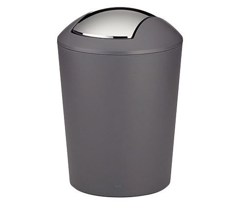 Poubelle de Salle de Bain en Plastique Gris et Argent Marta - 5L