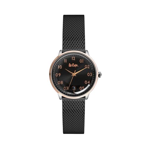 LEE COOPER Montre analogique bracelet acier en mailles milanaises MIRAGE Noir