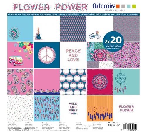 Bloc papier 30x30cm flower power 40 feuilles - artémio