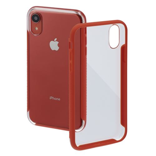 Coque de protection Frame pour Apple iPhone XR, transparente/corail