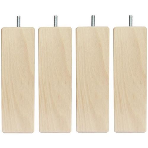 Jeu De Pieds Carres En Bois - L 6 X L 6 X H 17 Cm - Lot De 4