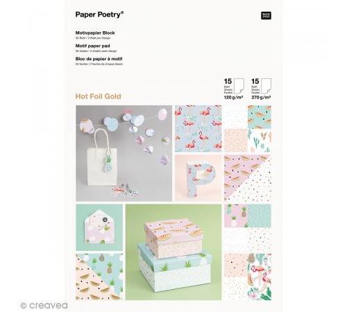 Bloc papier scrap à motif - Tropical Spring - A4 - 30 pcs