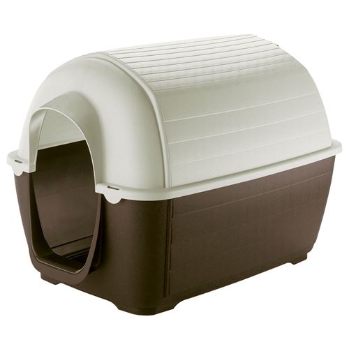 Ferplast Niche d'extérieur pour chiens KENNY 07, habitat pour chiens en résine thermo-plastique, résistant aux chocs et rayons UV, système de drainage des liquides, grille pour l'aération, démontable pour le nettoyage, 80 x 111,6 x h 80 cm