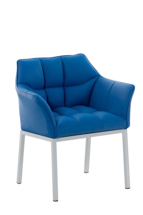 Chaise de salle à manger Octavia similicuir - Piètement Blanc mat - Siège Bleu