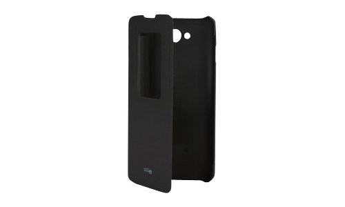 LG QuickWindow CCF-380 - Beschermhoes flip cover voor mobiele telefoon - zwart - voor LG L90