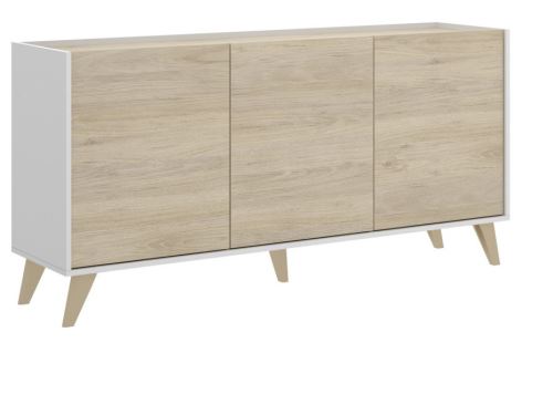 Buffet KOLYMA - 3 portes - Coloris : Chêne & Blanc