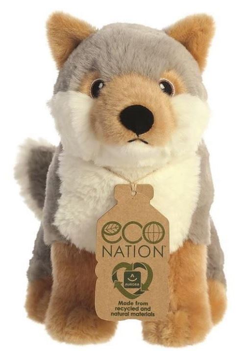 Aurora peluche Eco Nation loup 24 cm en peluche gris/brun