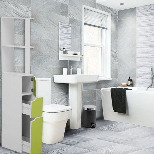 Colonne De Salle De Bain Carinda 136 Cm Vert 2 Tiroirs 1
