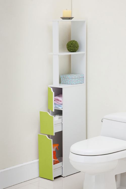 Colonne De Salle De Bain Carinda 136 Cm Vert 2 Tiroirs 1