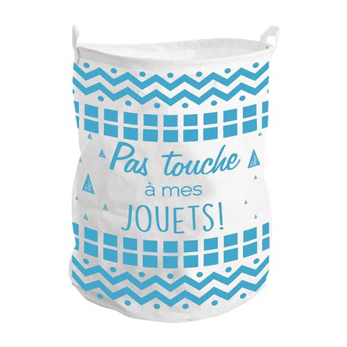 Panier à linge Pas touche à mes jouets - 40 x 50cm - blanc