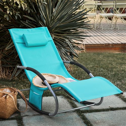 SoBuy OGS28-HBx2 Lot de 2 Transats de Jardin avec Repose-Pieds