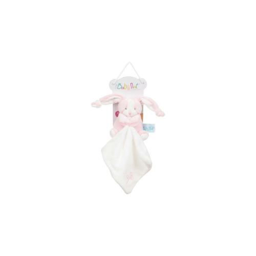 Babynat Baby'Nat Lapin Les Toudoux pantin Rose Mouchoir Blanc BN0270