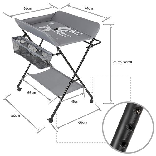 30 Sur Table A Langer Jeobest Pliable Pour Bebe Avec Roues Fixes Et Panier De Rangement A Cote Gris Commodes Et Plans A Langer Achat Prix Fnac