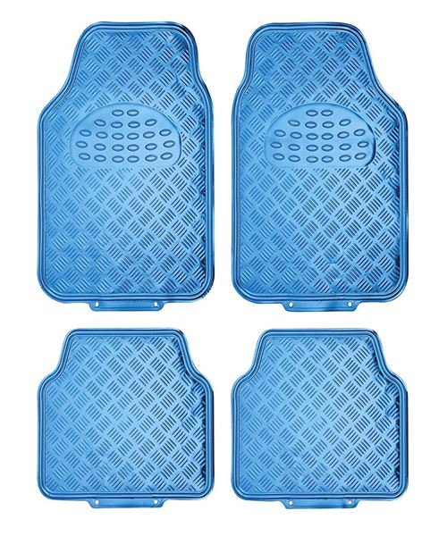 Race Sport tapis de voiture en aluminium-look bleu universel PVC 4 pièces