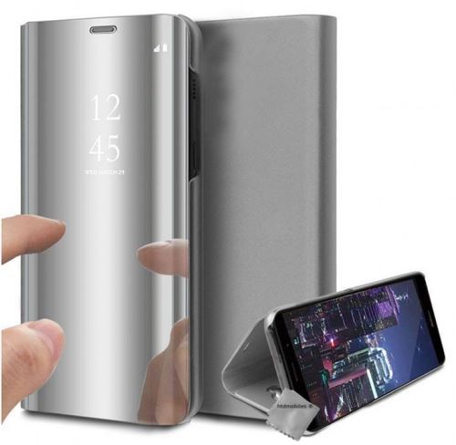 Housse etui coque portefeuille clear view pour Xiaomi Mi 9T avec verre trempe - ARGENT