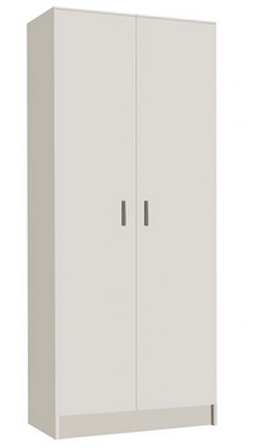 Armoire rangement nettoyage 2 portes en mélamine coloris blanc - Dim : H180 x L73 x P37 cm -PEGANE-