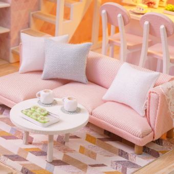 Generic Maison de Poupée Miniature en Bois, Bricolage, Kit de Modèle 3D Fait à la Main, Cadeau D'anniversaire pour Enfants et Décoration de la Maison (soleil frais