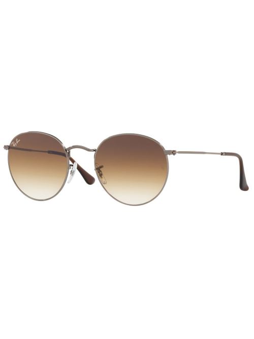 Ray-Ban Homme Lunettes de soleil rondes en métal plat, Marron