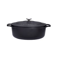 Cocotte ovale 29 cm chasseur noir interieur noir - Invicta - Noir - Fonte émaillée