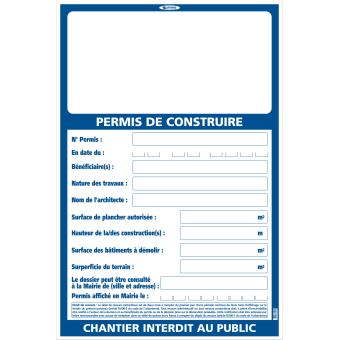 Panneau Permis De Construire Grand Modele 800 X 1200 Mm Sofop