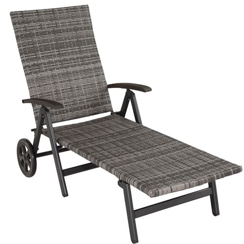 TecTake Bain de soleil avec roulettes AUCKLAND - gris