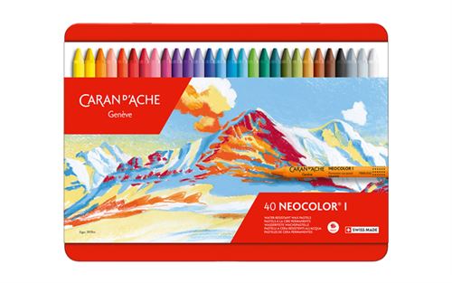 Bo&icirc;te m&eacute;tal de 40 pastels &agrave; la cire NEOCOLOR&reg; I - Caran d'Ache