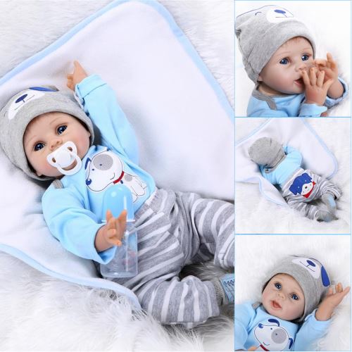 22 '' fait à la main réaliste bébé garçon poupée en vinyle souple en silicone