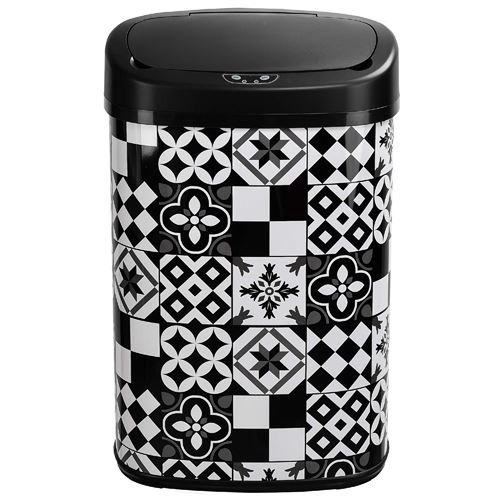 Poubelle de cuisine automatique MAJESTIC mosaïque noir en inox 58L