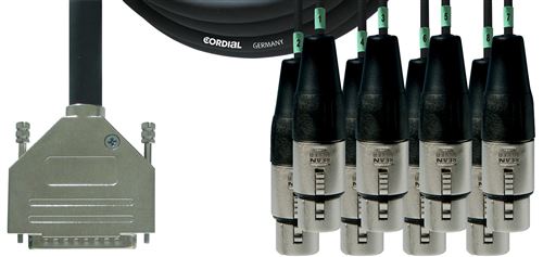 Cordial CFD1.5DFT - Câble multipaire sub-D 25 broches-8 XLR femelles 1,5 m