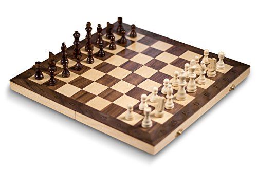 Ensemble d'échecs pliant GrowUpSmart Smart Tactics 16 en bois certifié FSC - Édition Standard