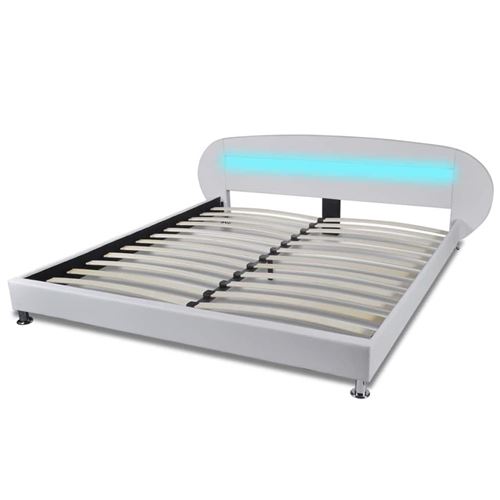 vidaXL Bedframe met LED kunstleer wit 180x200 cm
