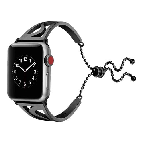 Bracelet Apple Watch 42 et 44 mm Manchette ajouré en Acier inoxydable - Noir