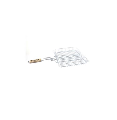 Grille panier pour barbecue - 34 x 31 cm - M&eacute;tal chrom&eacute; 34 cm Argent&eacute;