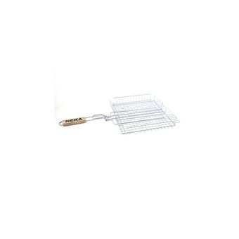 Grille panier pour barbecue - 34 x 31 cm - Métal chromé - 1