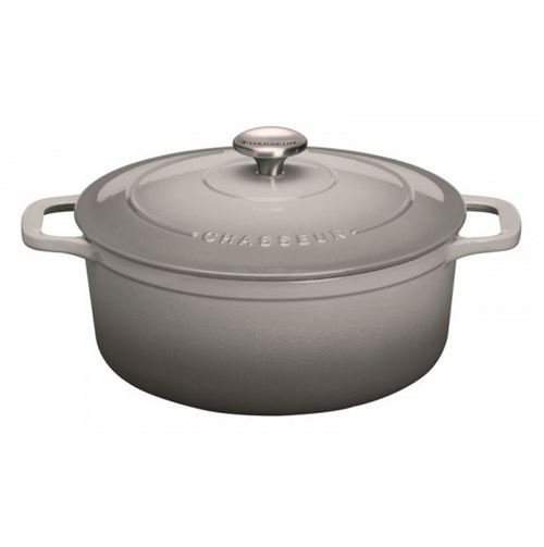 cocotte ronde en fonte émaillée 20cm gris céleste - puc472029