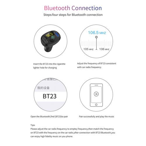 Qumox Transmetteur FM Bluetooth, Kit Main Libre Voiture Émetteur FM sans  Fil Adaptateur Radio Lecteur MP3 avec Appel Main Libre, Dual USB Ports  5V/2A & 3.1A Chargeur Voiture, Soutien Clé USB