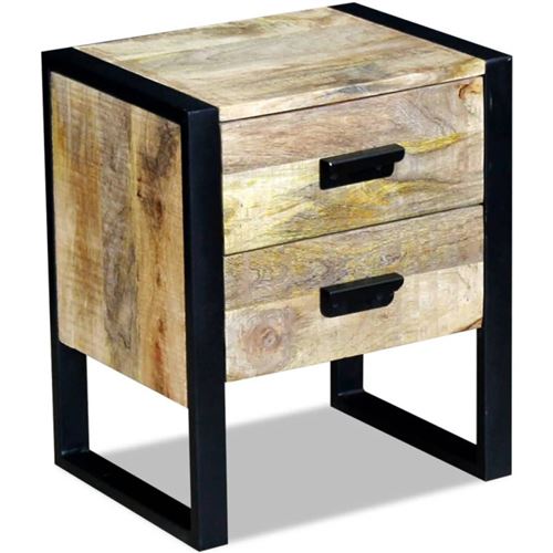 vidaXL Bijzettafel met 2 lades 43x33x51 cm massief mangohout