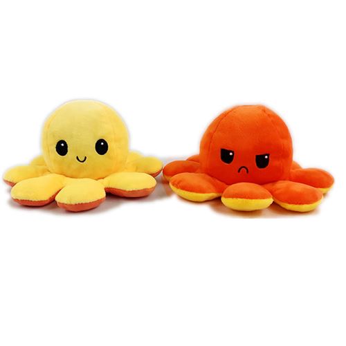 Peluche douce pieuvre réversible jouet 19cm Jaune+orange